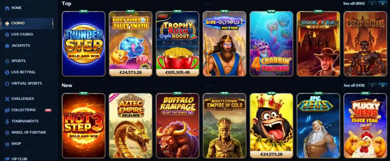 Millioner Australia pokies and casino game lobby